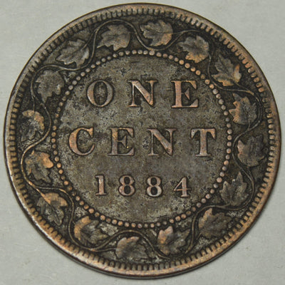 1884 Obverse 2 Canadian Cent Fine/VF