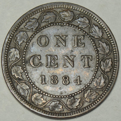 1884 Obverse 2 Canadian Cent XF/AU