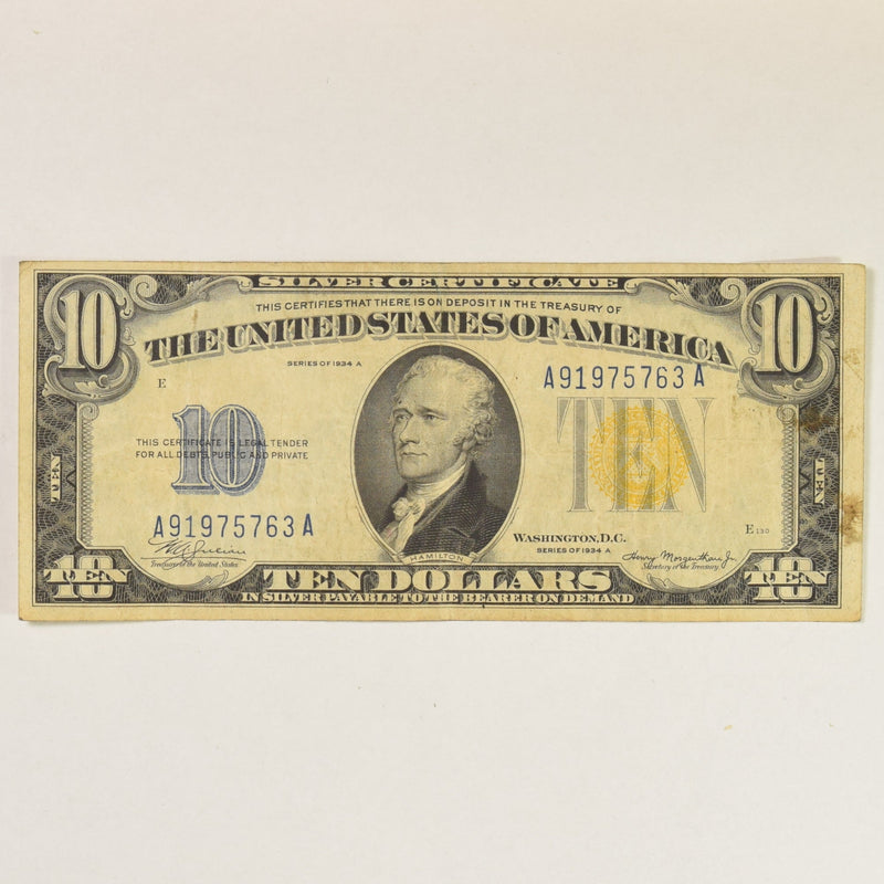 $10.00 1934 A -North Africa- Silver Certificate . . . . Very Fine