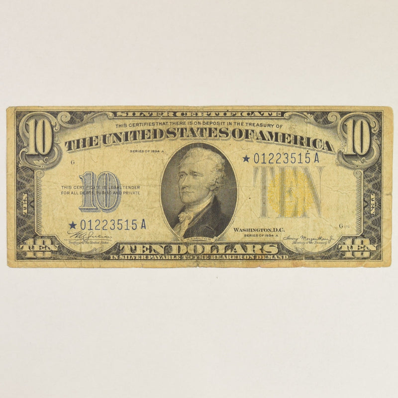 $10.00 1934 A -North Africa- Silver Certificate STAR . . . . Fine