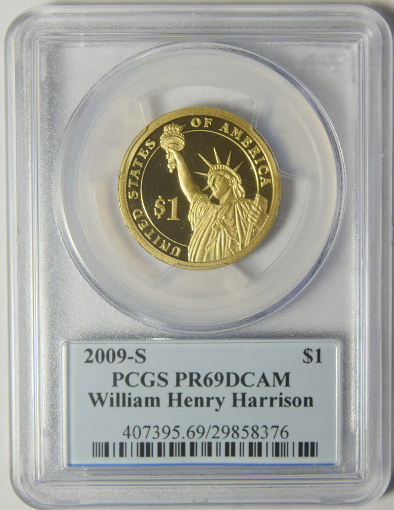 2009-S William Henry Harrison Presidential Dollar . . . . PCGS PR-69 DCAM