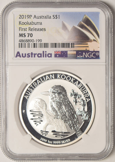 2019-P Australia Kookaburra . . . . NGC MS-70 First Releases 1 oz. Silver