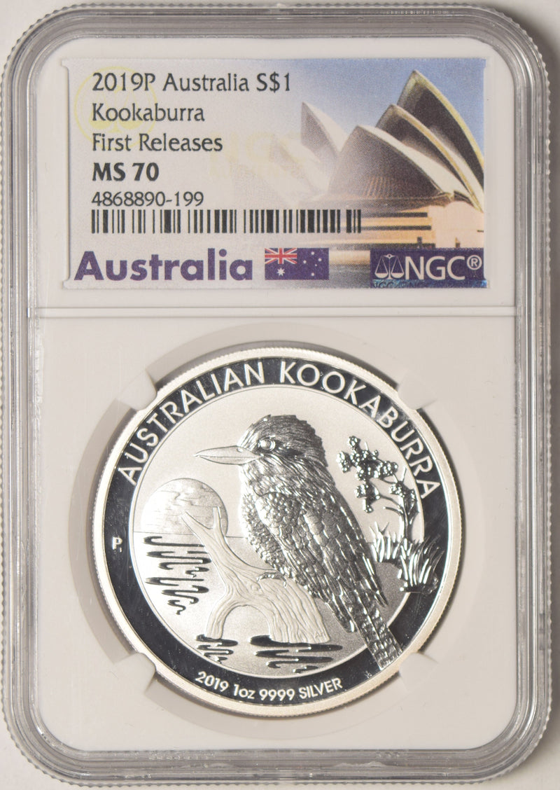 2019-P Australia Kookaburra NGC MS-70 First Releases 1 oz. Silver