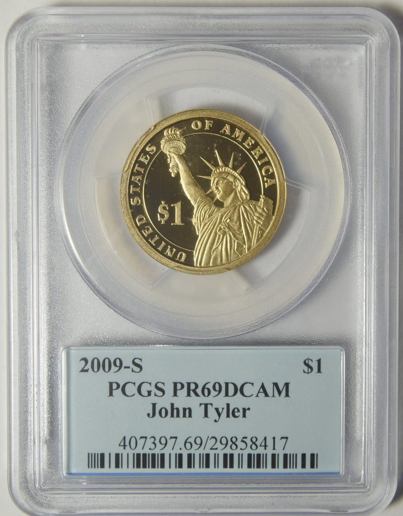 2009-S John Tyler Presidential Dollar . . . . PCGS PR-69 DCAM