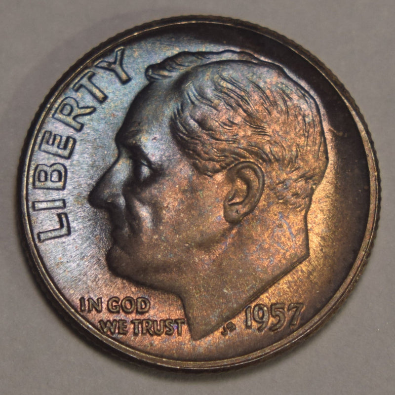 1957 Roosevelt Dime Superb BU Color!