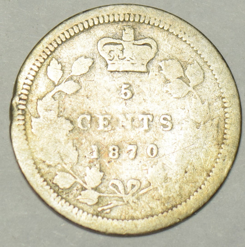 1870 Flat Canadian 5 Cents About Good