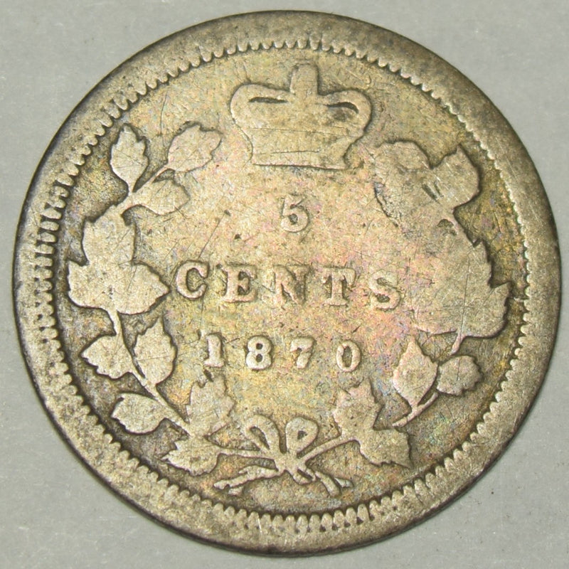 1870 Flat Canadian 5 Cents . . . . Very Good