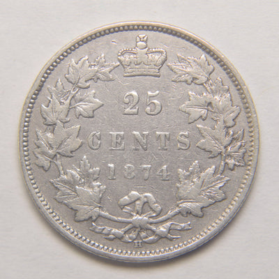 1874-H Canadian Quarter Very Fine