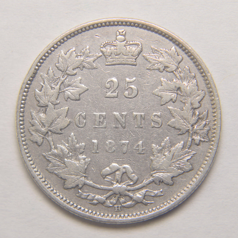1874-H Canadian Quarter Very Fine