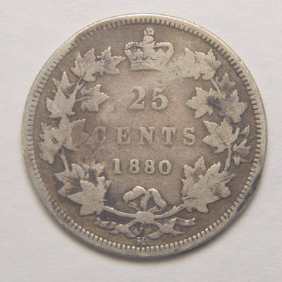 1880 Wide 0 Canadian Quarter Fine hit