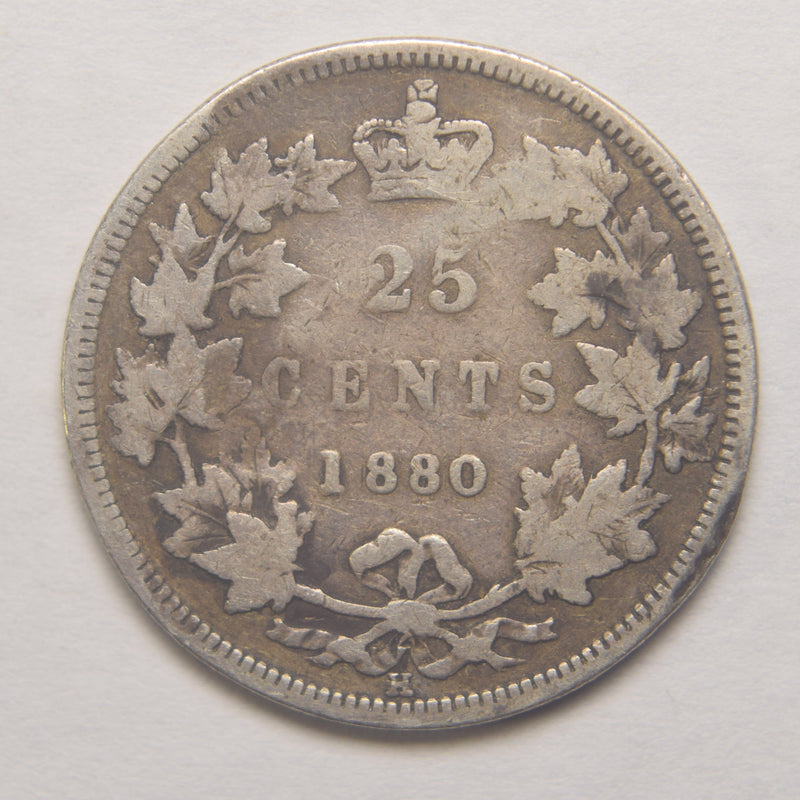 1880 Wide 0 Canadian Quarter Fine hit