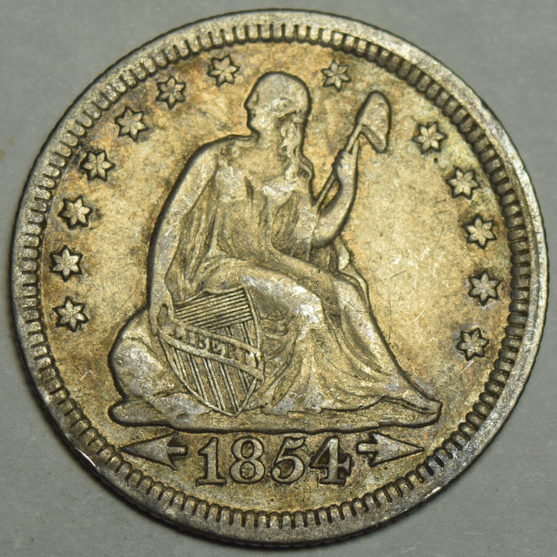 1854 Arrows Seated Liberty Quarter . . . . Extremely Fine