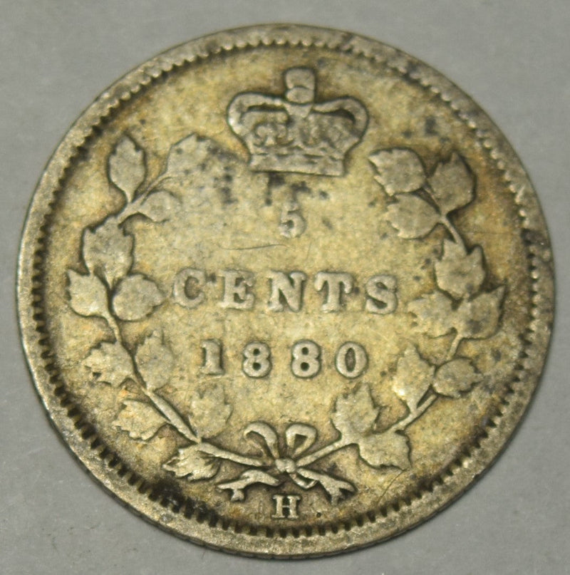 1880-H Canadian 5 Cents Fine