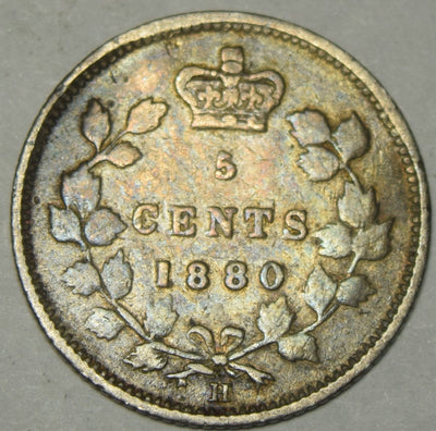 1880-H Canadian 5 Cents Very Fine