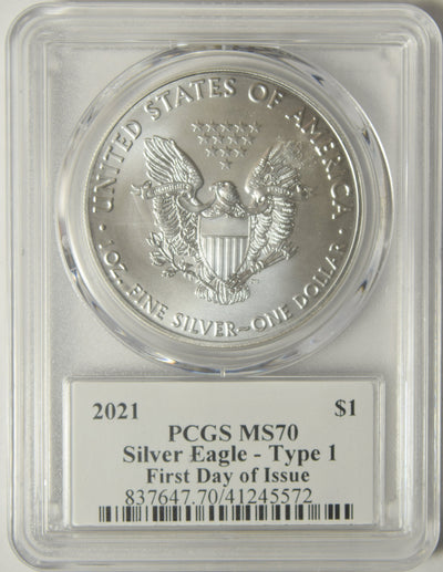 2021 Type 1 Silver Eagle PCGS MS-70 First Day of Issue