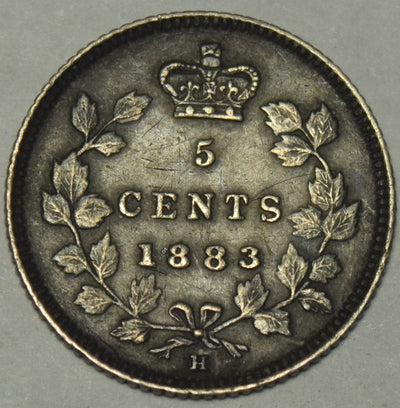 1883 H Canadian 5 Cents VF/XF