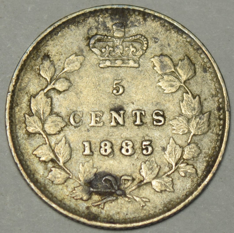 1885 Large 5 Canadian 5 Cents . . . . VG/Fine