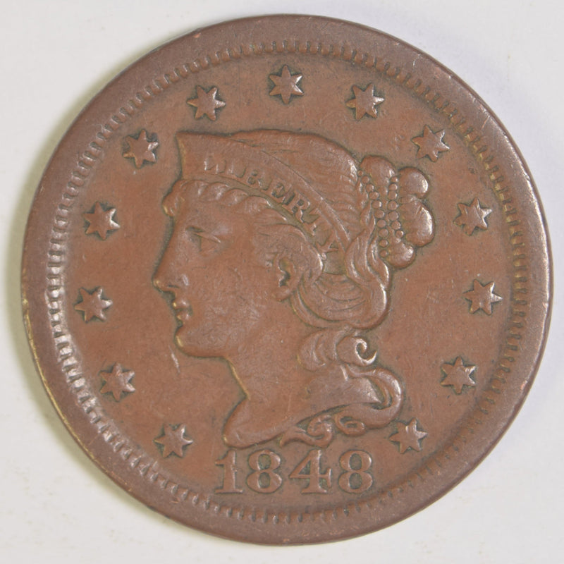 1848 Braided Hair Large Cent VF/XF