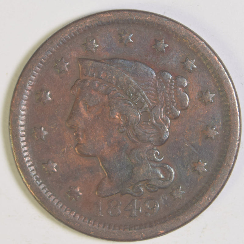 1849 Braided Hair Large Cent . . . . Very Fine