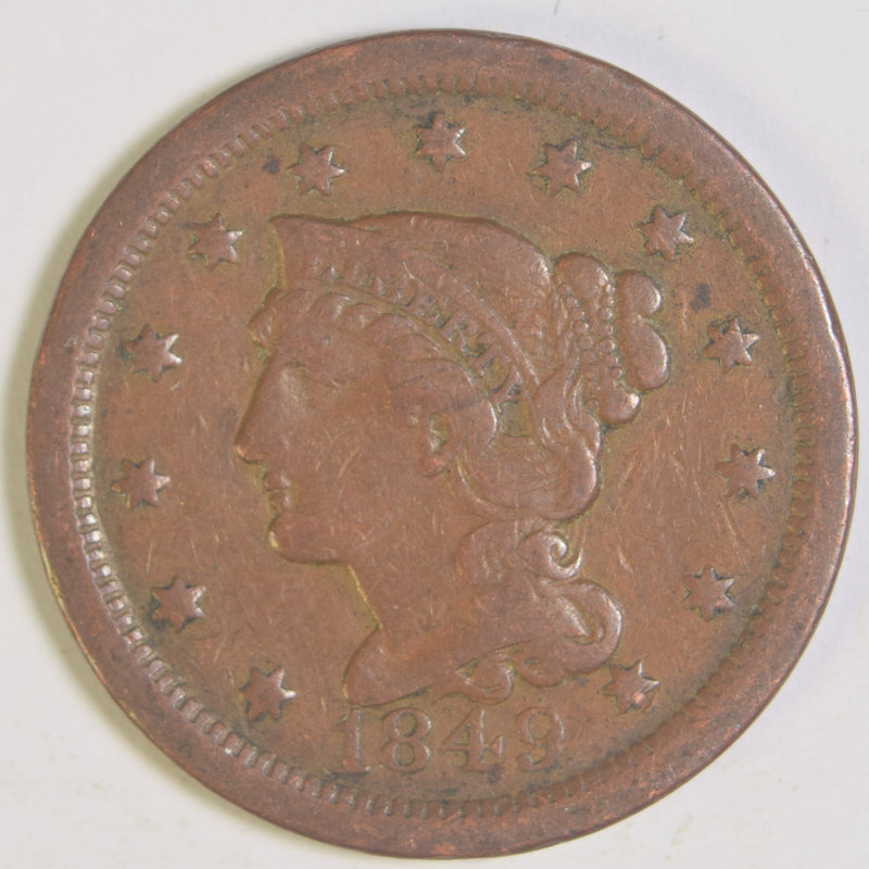 1849 Braided Hair Large Cent Extremely Fine