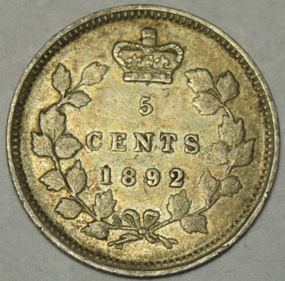 1892 Canadian 5 Cents Extremely Fine