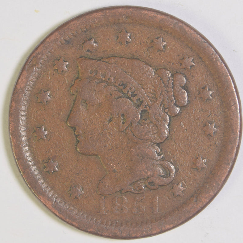 1851 Braided Hair Large Cent . . . . Very Good