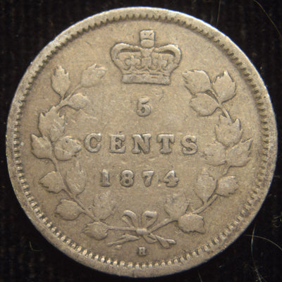 1874-H Canadian Quarter Fine/VF