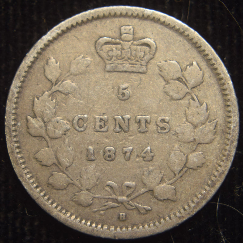 1874-H Canadian Quarter Fine/VF