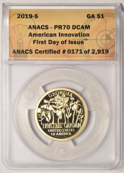 2019-S Georgia Innovation Dollar . . . . ANACS PR-70 DCAM First Day of Issue