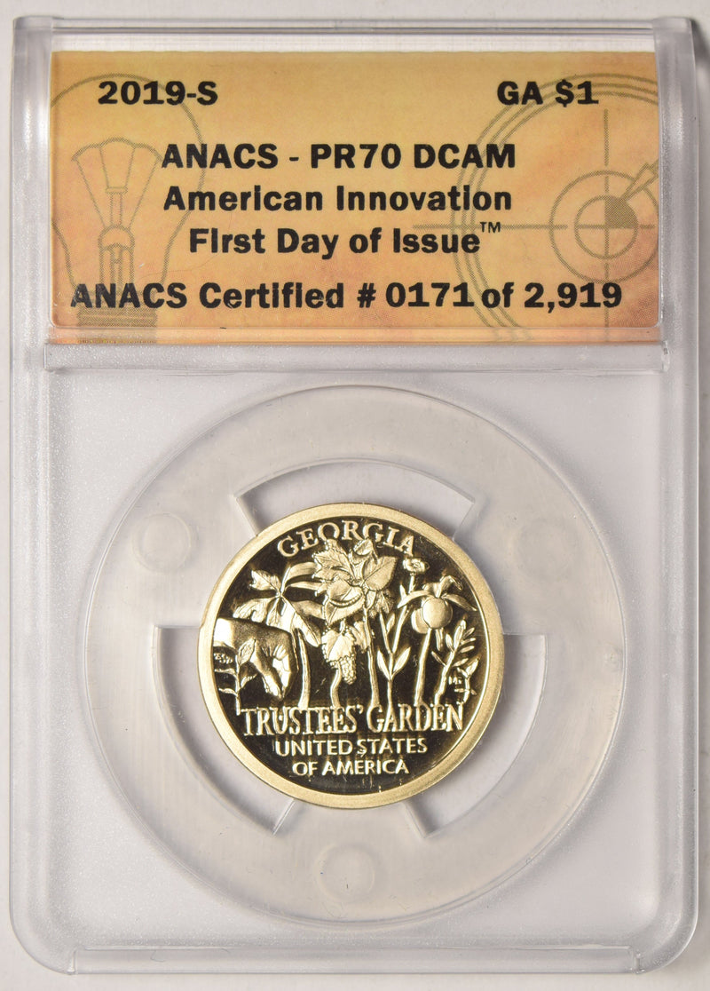 2019-S Georgia Innovation Dollar ANACS PR-70 DCAM First Day of Issue