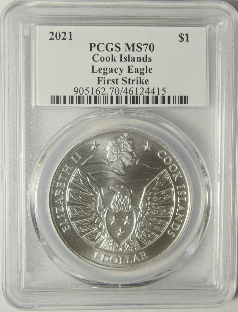 2021 Cook Islands Legacy Eagle Dollar . . . . PCGS MS-70 First Strike