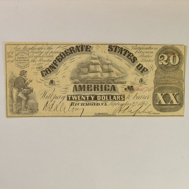 $20.00 1861 Confederate States of America T-18 . . . . Very Fine