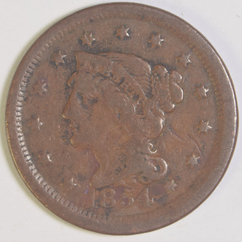 1854 Braided Hair Large Cent . . . . Fine