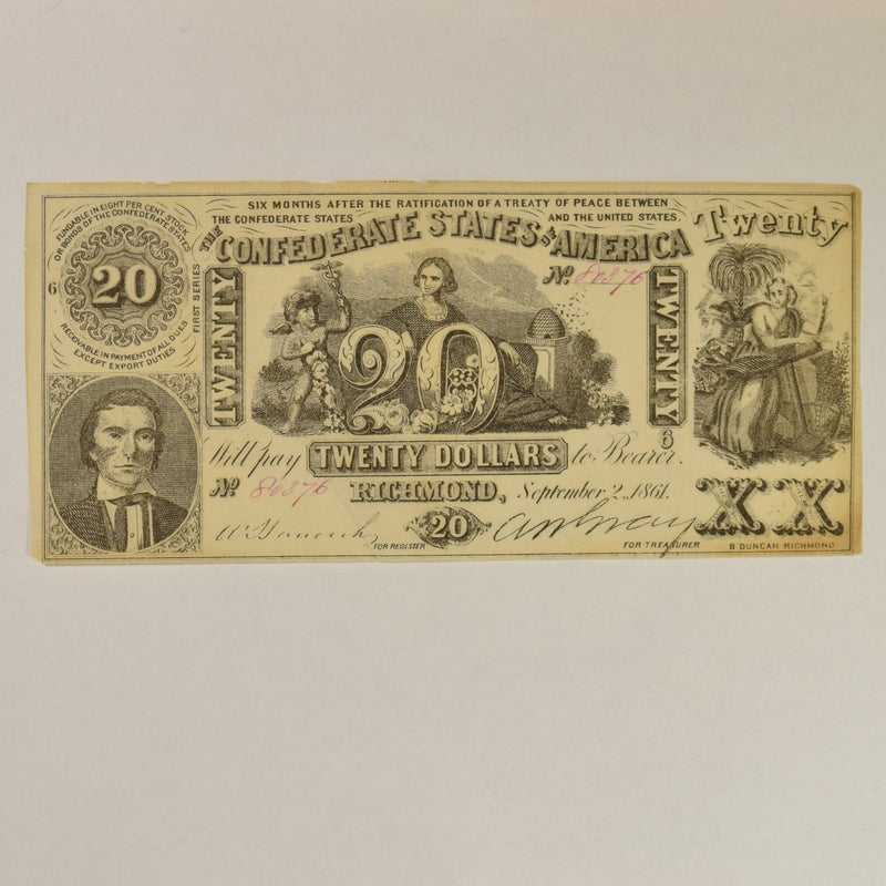$20.00 1861 Confederate States of America T-20 . . . . XF/AU