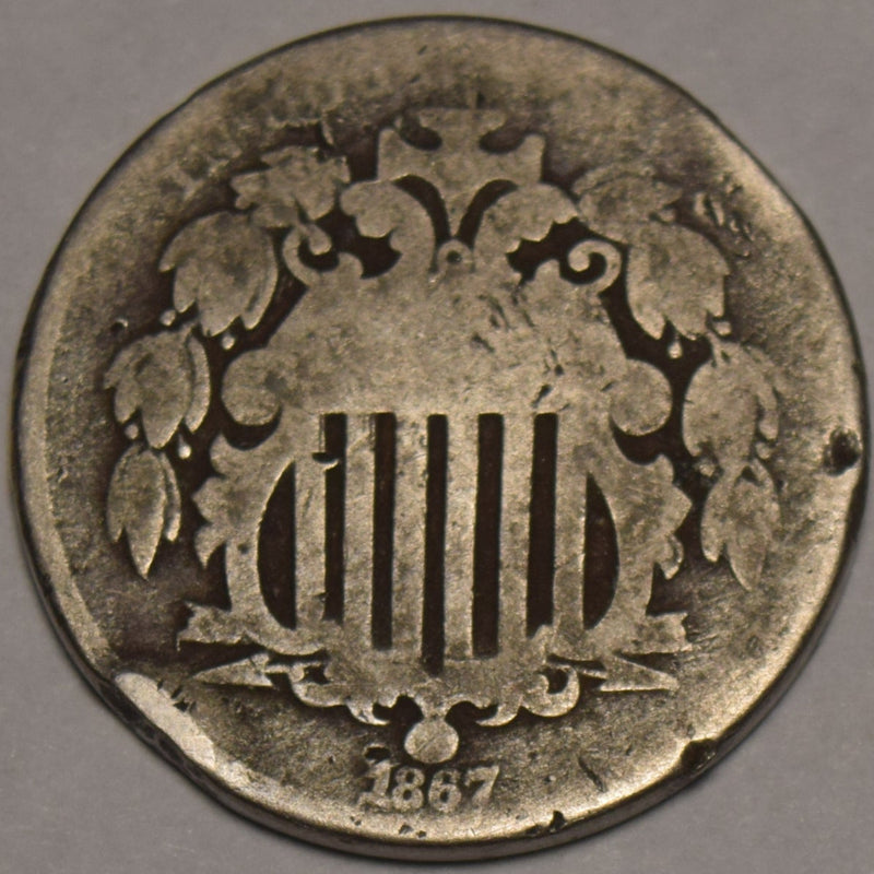 1867 Shield Nickel . . . . VG rim bump
