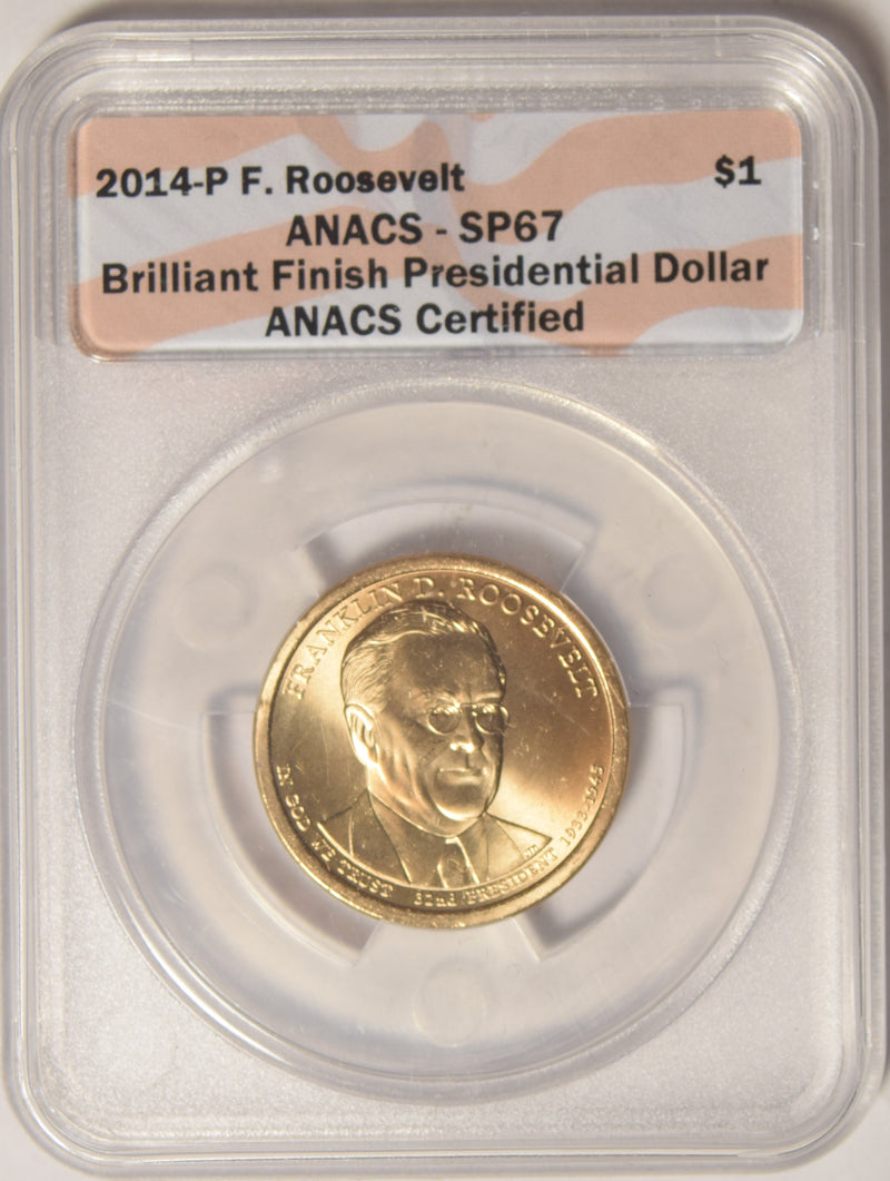 2014-P F. Roosevelt Presidential Dollar . . . . ANACS SP-67