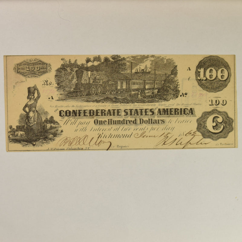$100.00 1862 -Train- Confederate Note . . . . Choice Crisp Uncirculated