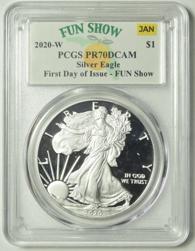2020-W Silver Eagle . . . . PCGS PR-70 DCAM First Day of Issue - FUN Show
