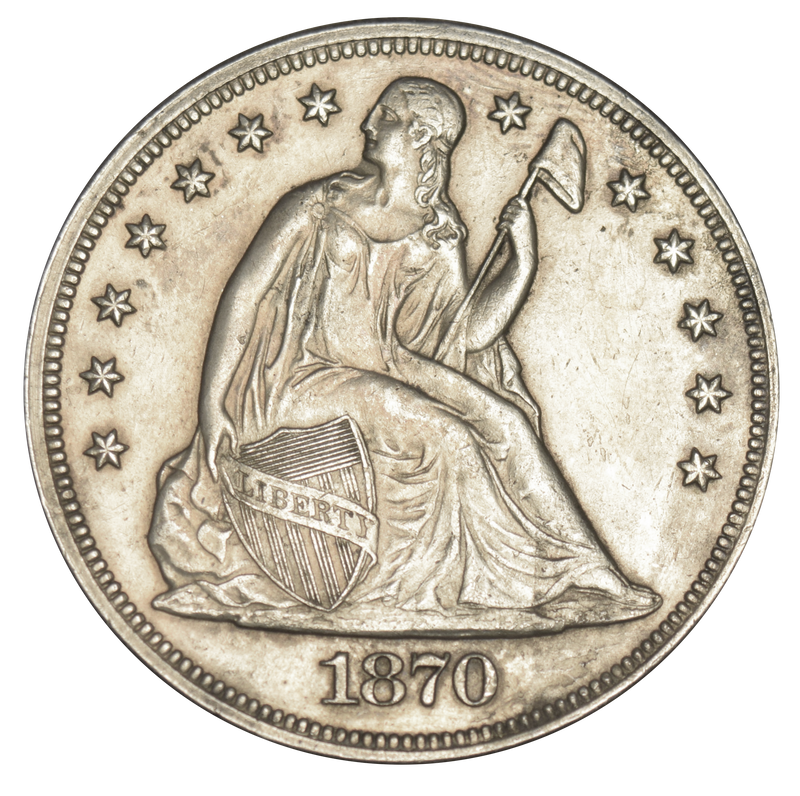 1870-CC Seated Liberty Dollar . . . . Choice About Uncirculated