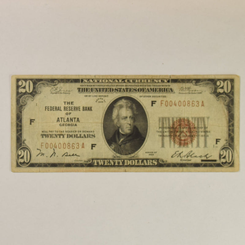 Atlanta $20.00 1929 Federal Reserve Bank Note FR. 1870F Very Fine