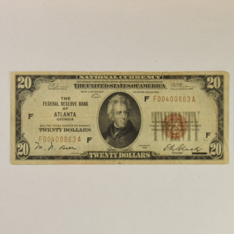 Atlanta $20.00 1929 Federal Reserve Bank Note FR. 1870F . . . . Very Fine