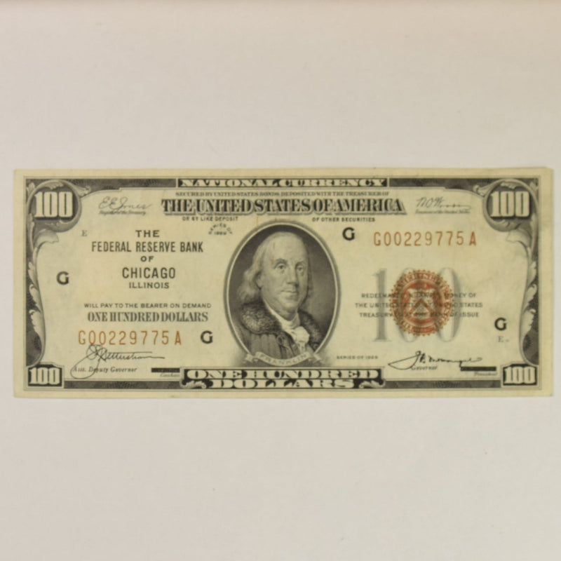 Chicago $100.00 1929 Federal Reserve Bank Note Choice About Uncirculated