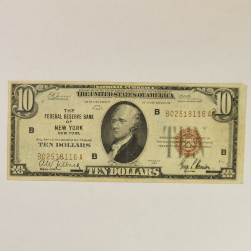 New York $5.00 1929 Federal Reserve Bank Note FR. 1850B . . . . Choice About Uncirculated