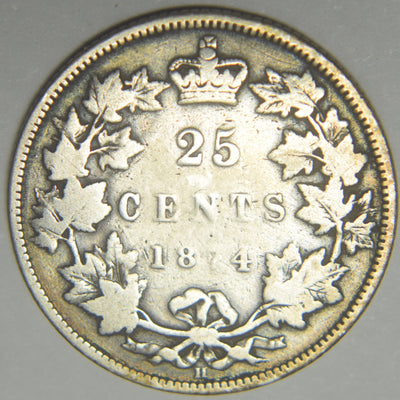 1874-H Canadian Quarter VG/Fine