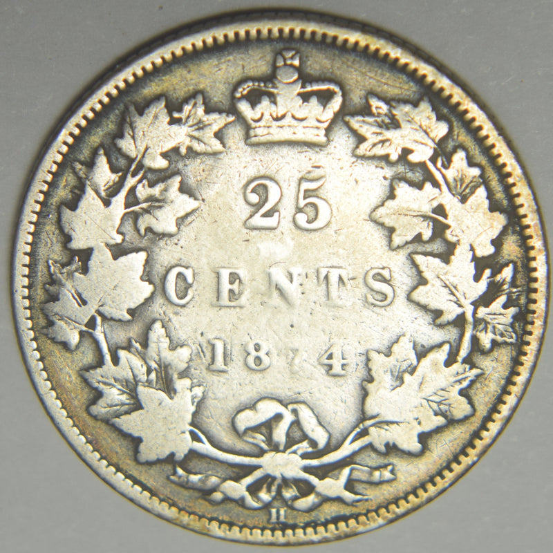 1874-H Canadian Quarter VG/Fine