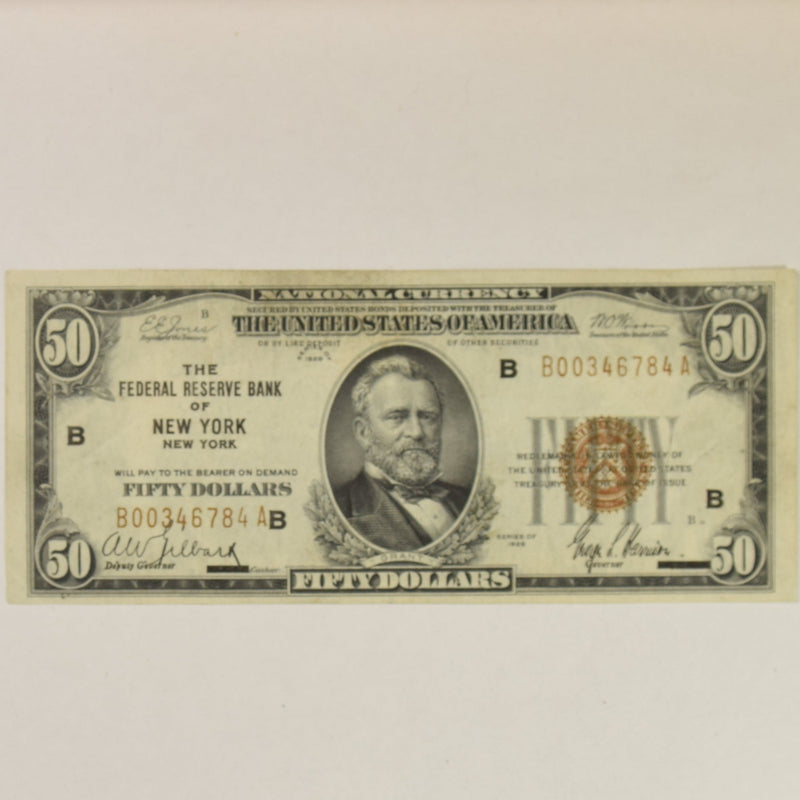 New York $50.00 1929 Federal Reserve Bank Note FR. 1880B . . . . Extremely Fine