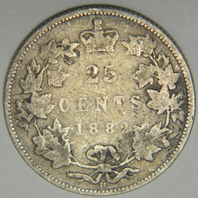 1882-H Canadian Quarter VG scratched