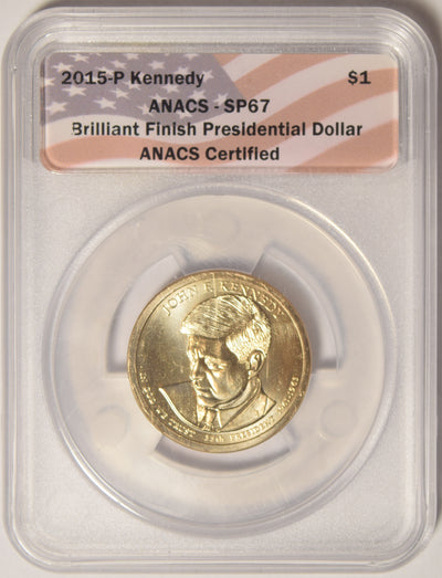 2015-P Kennedy Presidential Dollar . . . . ANACS SP-67