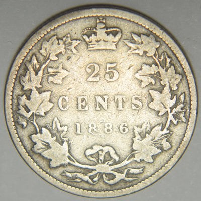 1886 Canadian Quarter  VG/Fine