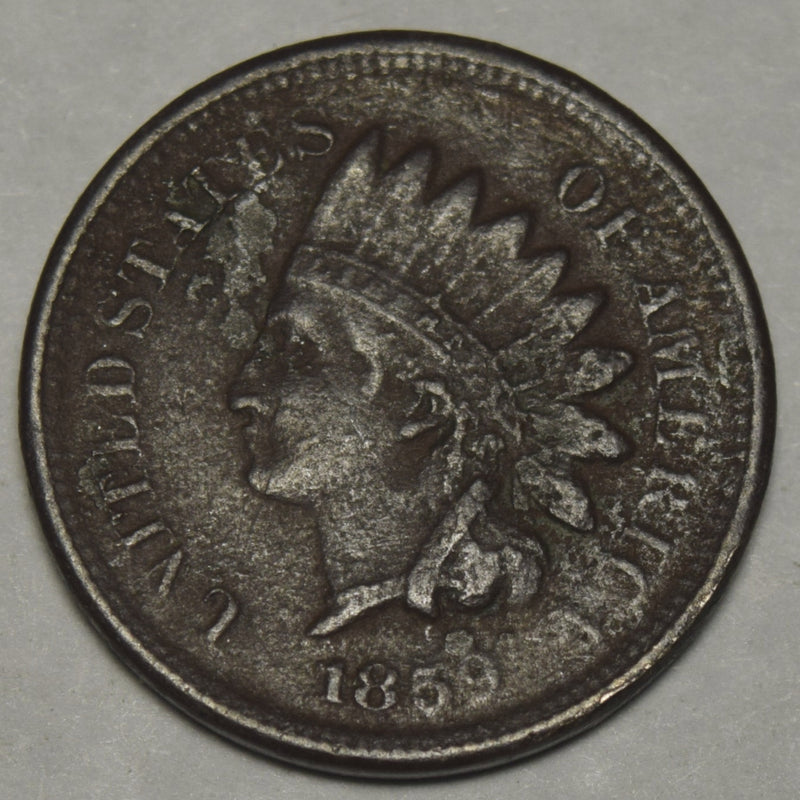 1859 Copper-Nickel Indian Cent . . . . XF badly corroded
